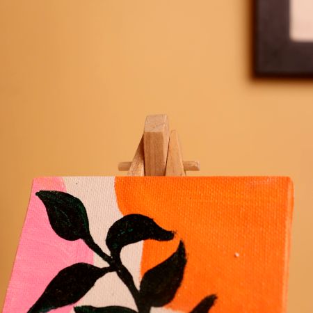 Abstract Botanical Mini Canvas with Bold Colors